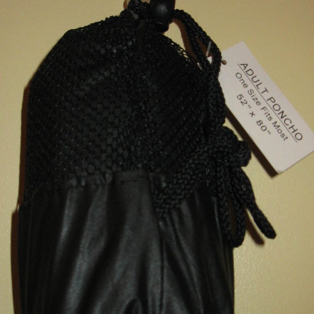 Poncho Adult Black Extra Thin 52" X 80" One Size Fits Most New In Carrying Bag